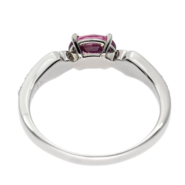Pt900 非加熱ピンクサファイア ダイヤモンド リング 1.123ct D0.26ct