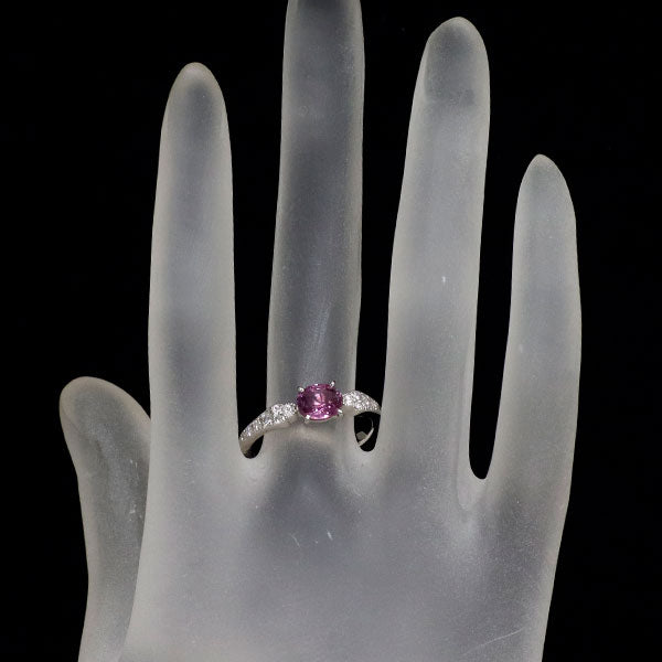 Pt900 非加熱ピンクサファイア ダイヤモンド リング 1.123ct D0.26ct