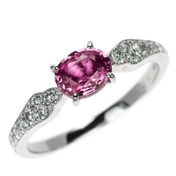 Pt900 非加熱ピンクサファイア ダイヤモンド リング 1.123ct D0.26ct
