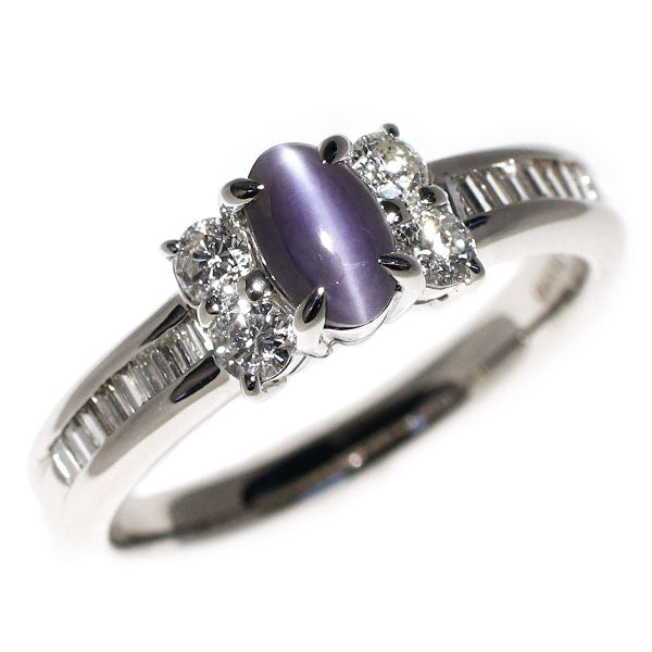 希少 Pt900 アレキサンドライトキャッツアイ ダイヤモンド リング 0.80ct D0.46ct