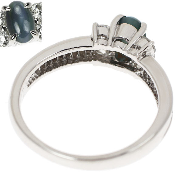 希少 Pt900 アレキサンドライトキャッツアイ ダイヤモンド リング 0.80ct D0.46ct
