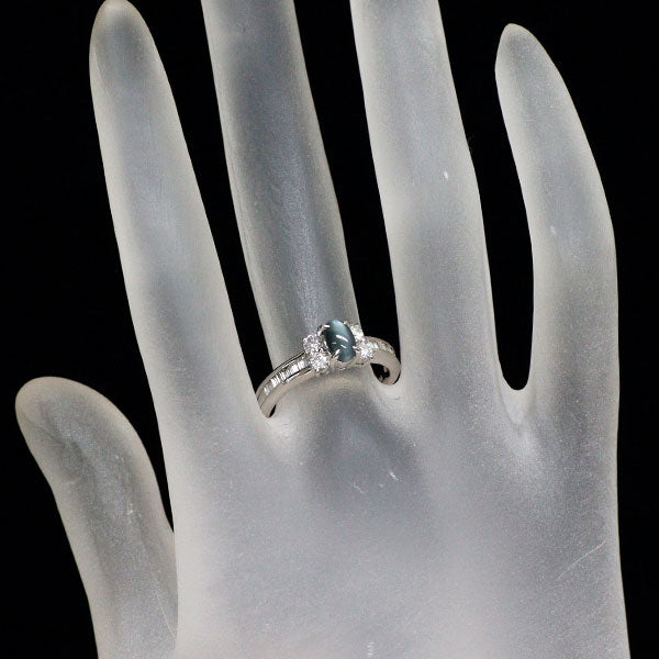 希少 Pt900 アレキサンドライトキャッツアイ ダイヤモンド リング 0.80ct D0.46ct