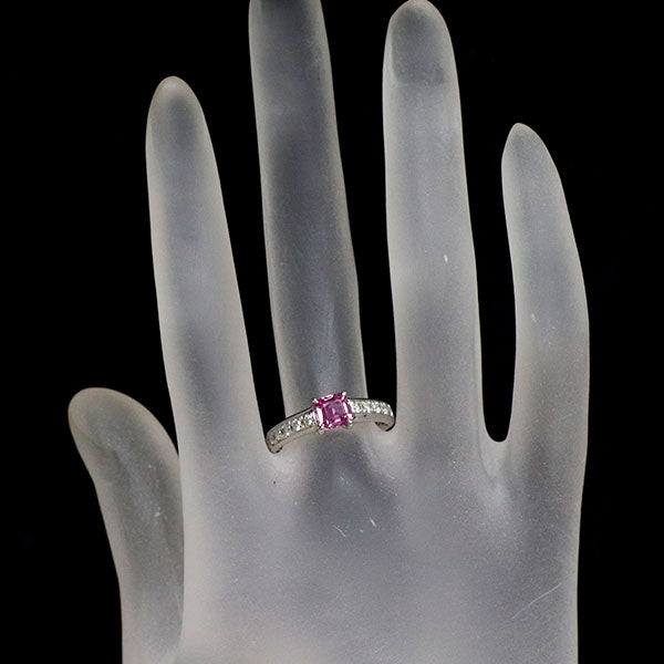 Pt900 ピンクサファイア ダイヤモンド リング 0.91ct D0.294ct