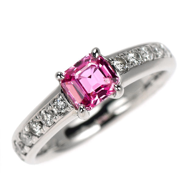 Pt900 ピンクサファイア ダイヤモンド リング 0.91ct D0.294ct