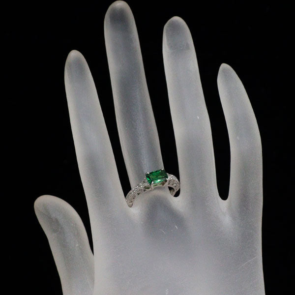 Pt900 グリーンガーネット ダイヤモンド リング 1.008ct D0.43ct