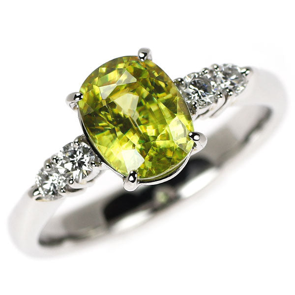 Pt900 スフェーン ダイヤモンド リング 2.11ct D0.24ct