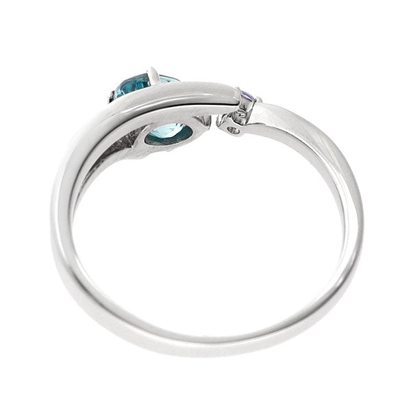 Pt900 ブルージルコン タンザナイト ダイヤモンド リング 0.952ct TZ0.03ct D0.02ct