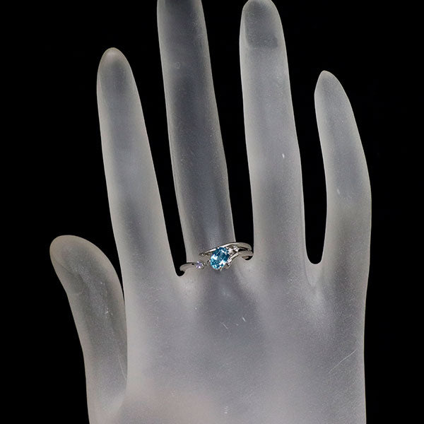 Pt900 ブルージルコン タンザナイト ダイヤモンド リング 0.952ct TZ0.03ct D0.02ct