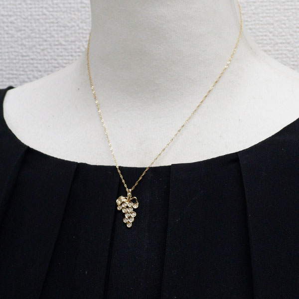 K18YG ダイヤモンド ペンダントネックレス 0.23ct ブドウ