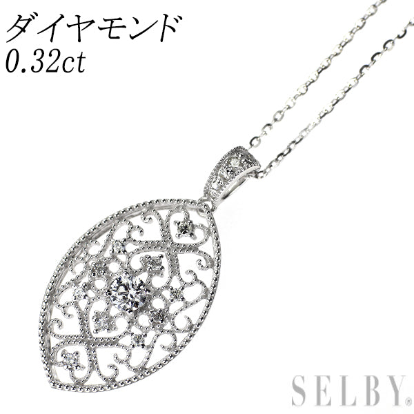 K18WG ダイヤモンド ペンダントネックレス 0.32ct