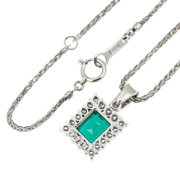 Pt900/ Pt850 エメラルド ダイヤモンド ペンダントネックレス 1.15ct D0.56ct