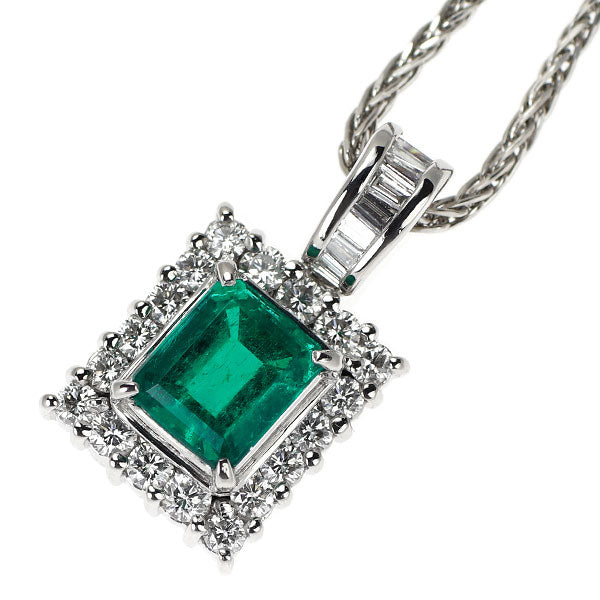 Pt900/ Pt850 エメラルド ダイヤモンド ペンダントネックレス 1.15ct D0.56ct