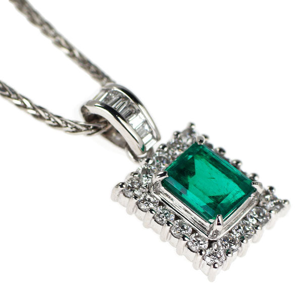 Pt900/ Pt850 エメラルド ダイヤモンド ペンダントネックレス 1.15ct D0.56ct