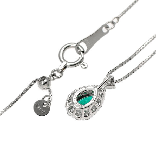 Pt900/ Pt850 エメラルド ダイヤモンド ペンダントネックレス 0.18ct D0.15ct