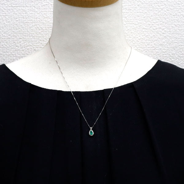 Pt900/ Pt850 エメラルド ダイヤモンド ペンダントネックレス 0.18ct D0.15ct