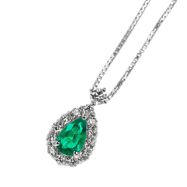 Pt900/ Pt850 エメラルド ダイヤモンド ペンダントネックレス 0.18ct D0.15ct