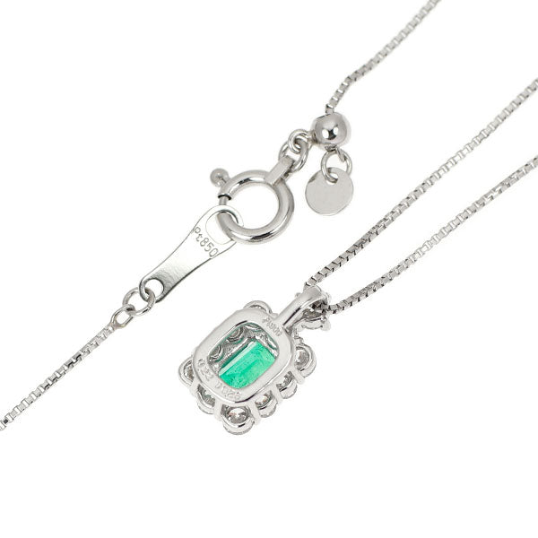 Pt900/ Pt850 エメラルド ダイヤモンド ペンダントネックレス 0.22ct D0.25ct
