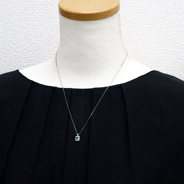 Pt900/ Pt850 エメラルド ダイヤモンド ペンダントネックレス 0.22ct D0.25ct