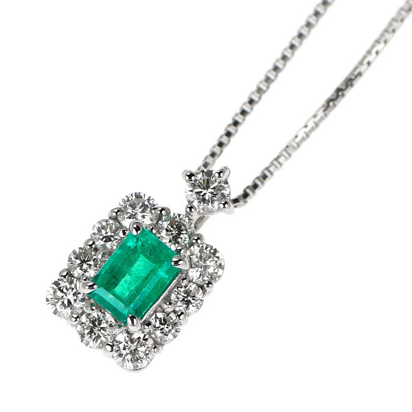 Pt900/ Pt850 エメラルド ダイヤモンド ペンダントネックレス 0.22ct D0.25ct