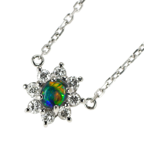Pt900/ Pt850 ブラックオパール ダイヤモンド ペンダントネックレス D0.21ct