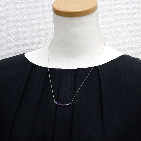 Pt900/ Pt850 アメジスト ダイヤモンド ペンダントネックレス 0.69ct D0.08ct