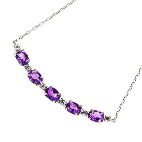 Pt900/ Pt850 アメジスト ダイヤモンド ペンダントネックレス 0.69ct D0.08ct
