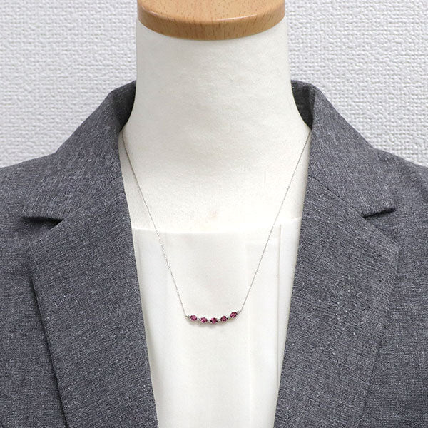 Pt900/ Pt850 ピンクトルマリン ダイヤモンド ペンダントネックレス 0.83ct D0.08ct