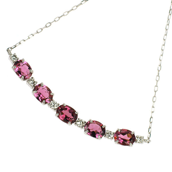 Pt900/ Pt850 ピンクトルマリン ダイヤモンド ペンダントネックレス 0.83ct D0.08ct