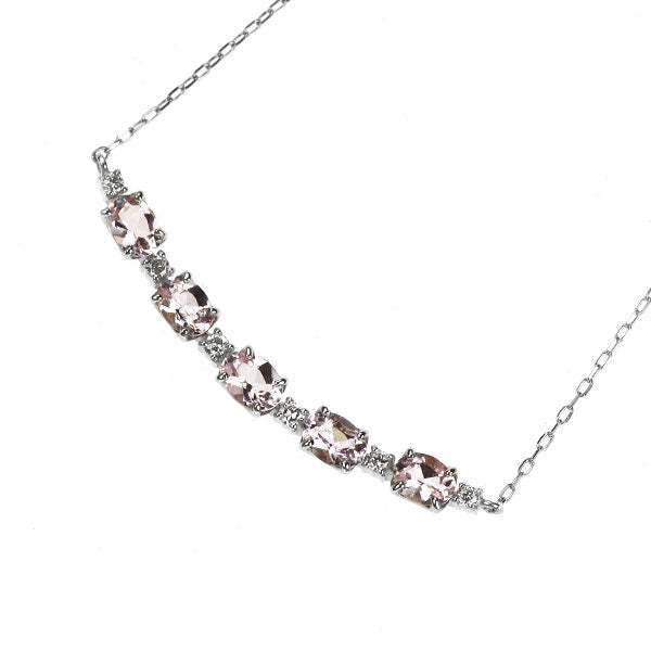 Pt900/ Pt850 モルガナイト ダイヤモンド ペンダントネックレス 0.68ct D0.08ct
