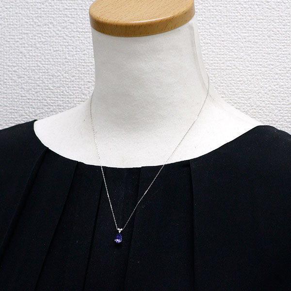 Pt950/ Pt850 タンザナイト ダイヤモンド ペンダントネックレス 1.12ct D0.05ct