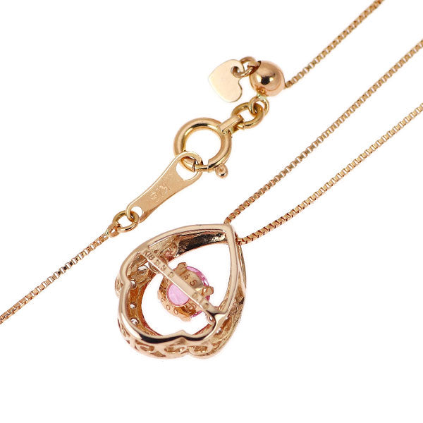 K18PG ピンクサファイア ダイヤモンド ペンダントネックレス 0.30ct D0.10ct ダンシング