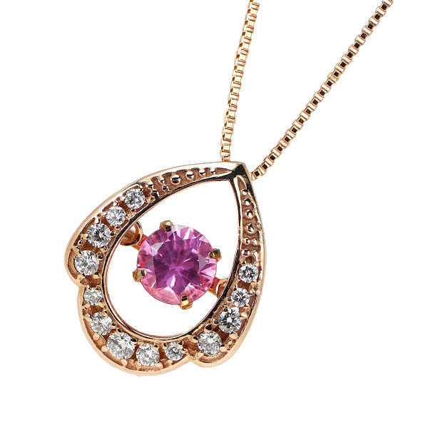 K18PG ピンクサファイア ダイヤモンド ペンダントネックレス 0.30ct D0.10ct ダンシング