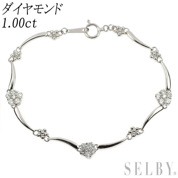 Pt850 ダイヤモンド ブレスレット 1.00ct フラワー
