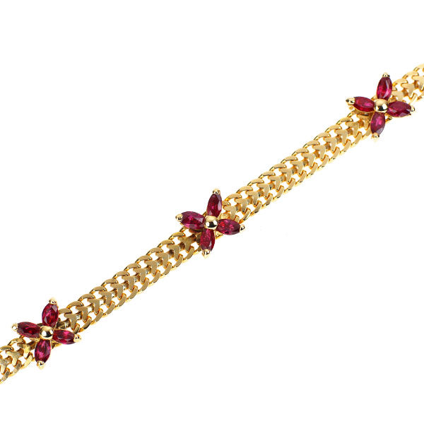 K18YG ルビー ブレスレット 1.50ct フラワー