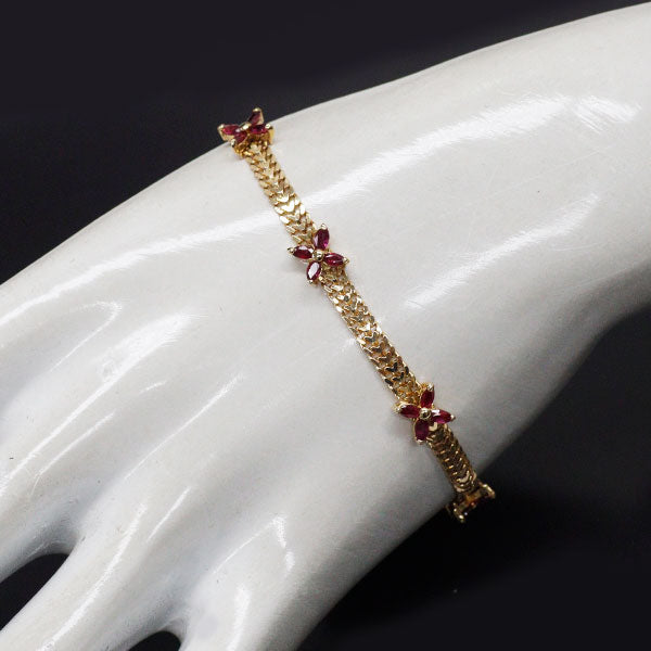 K18YG ルビー ブレスレット 1.50ct フラワー