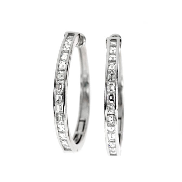 K18WG ダイヤモンド フープピアス 2.02ct