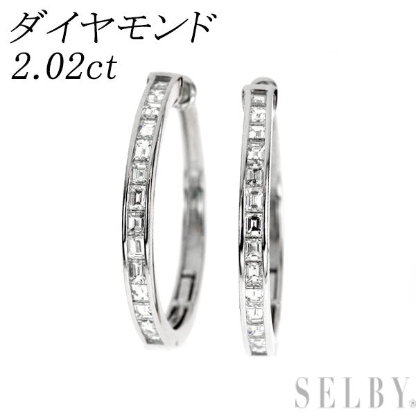 K18WG ダイヤモンド フープピアス 2.02ct