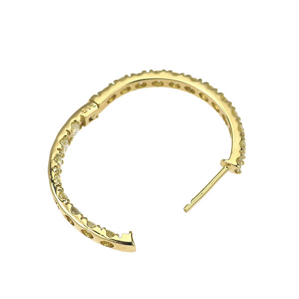 K18YG ダイヤモンド ピアス 0.90ct フープ 片方のみ シングルピアス