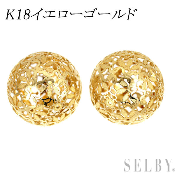 K18YG デザインピアス 植物