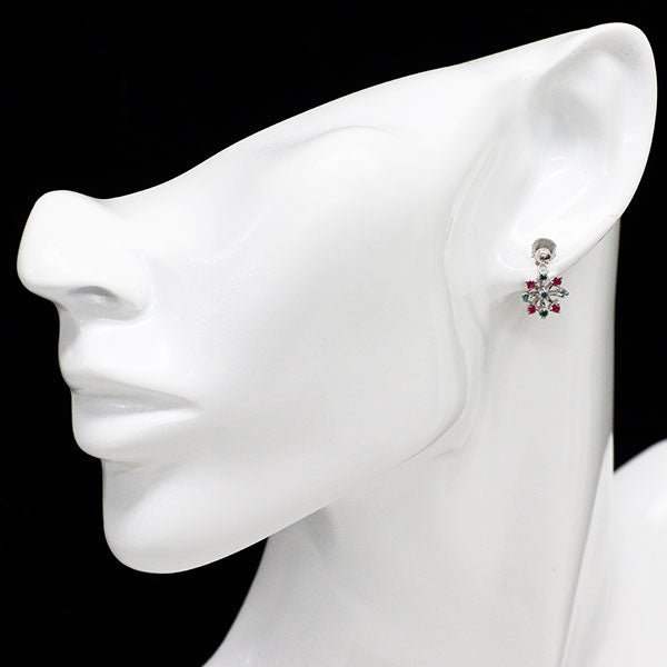 K18WG トリートブルー ダイヤモンド ルビー ピアス TBD0.26ct R0.14ct