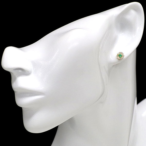 K18YG エメラルド ダイヤモンド ピアス 0.16ct D0.28ct