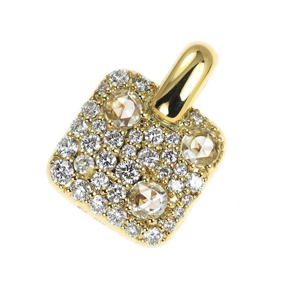 セイレーンアズーロ K18YG ローズカット/ラウンドブリリアント ダイヤモンド ペンダントトップ 0.56ct