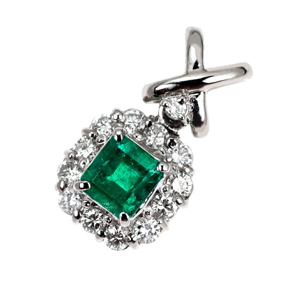Pt900 エメラルド ダイヤモンド ペンダントトップ 0.56ct D0.33ct