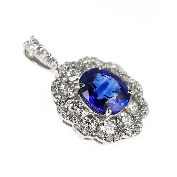Pt900 サファイア ダイヤモンド ペンダントトップ 1.845ct D0.88ct