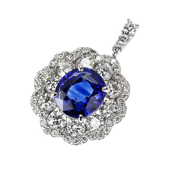 Pt900 サファイア ダイヤモンド ペンダントトップ 1.845ct D0.88ct