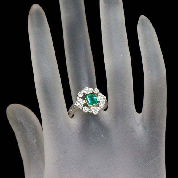Pt900/ K18YG エメラルド ダイヤモンド リング 0.72ct D0.43ct