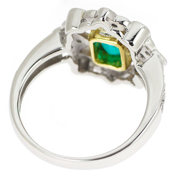 Pt900/ K18YG エメラルド ダイヤモンド リング 0.72ct D0.43ct