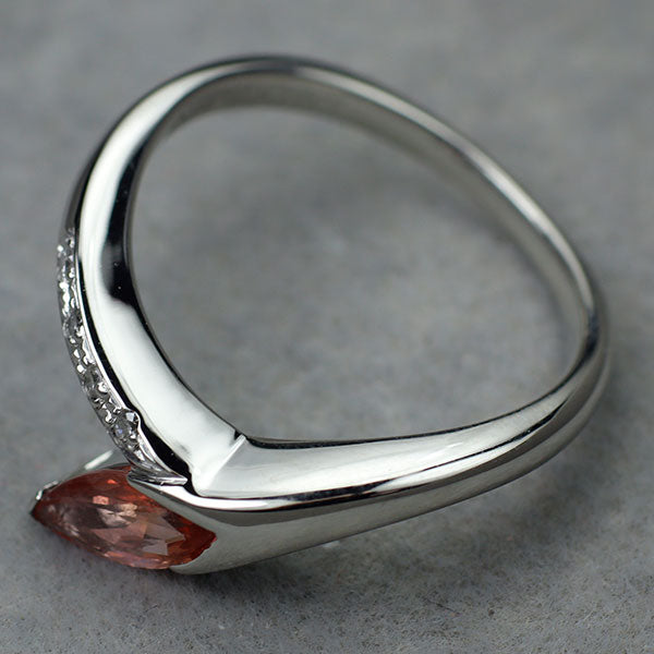 Pt900 パパラチアサファイア ダイヤモンド リング 0.577ct D0.05ct