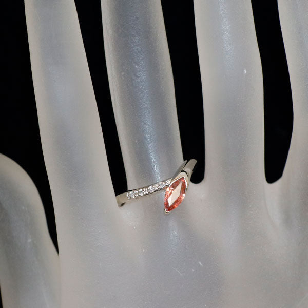 Pt900 パパラチアサファイア ダイヤモンド リング 0.577ct D0.05ct
