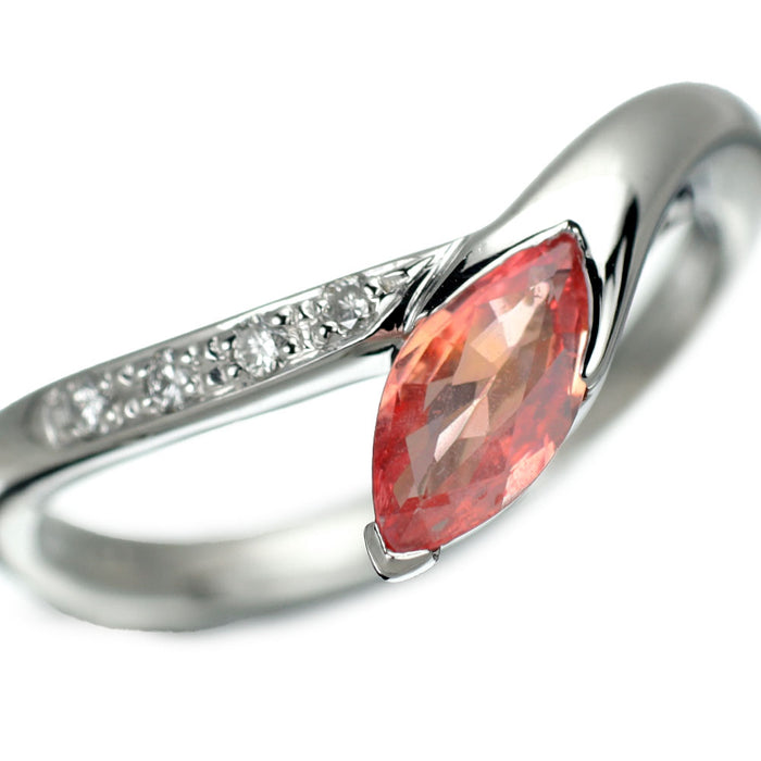 Pt900 パパラチアサファイア ダイヤモンド リング 0.577ct D0.05ct